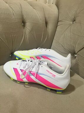 adidas White Pink Neon Yellow Predator Soccer Cleats
